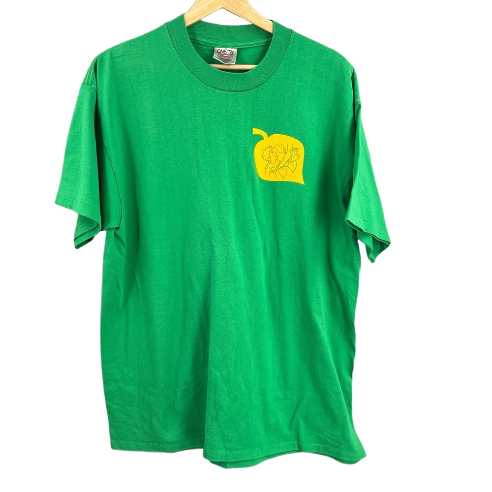 Vintage Oneita Single Stitch 96 Theater Tee Green Graphic‎ Short Sleeves X Large